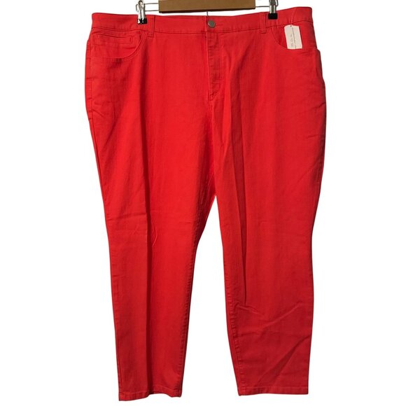 Cj Banks Signature Slimming Classic Fit Ankle Pants 22W Average Red Cotton Blend - Picture 1 of 12